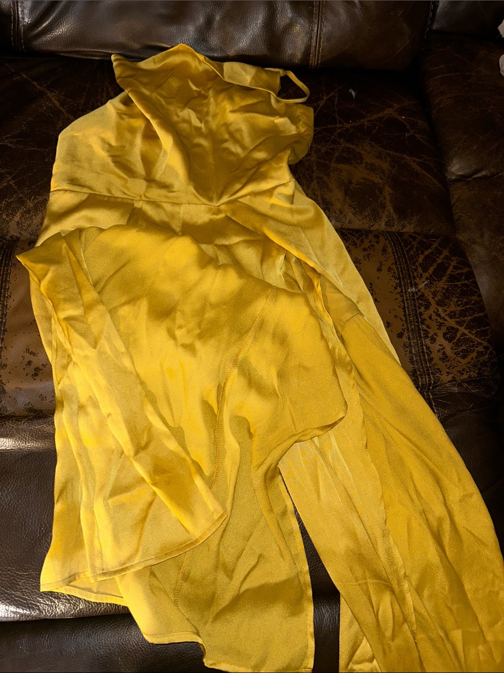 Yellow Women's Dress - Elegant Satin Slip Style